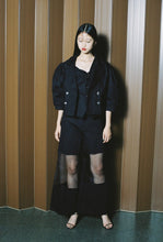 画像をギャラリービューアに読み込む, balloon sleeve black denim jacket